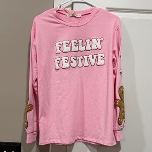Feelin' Festive Pink Long Sleeve Tee